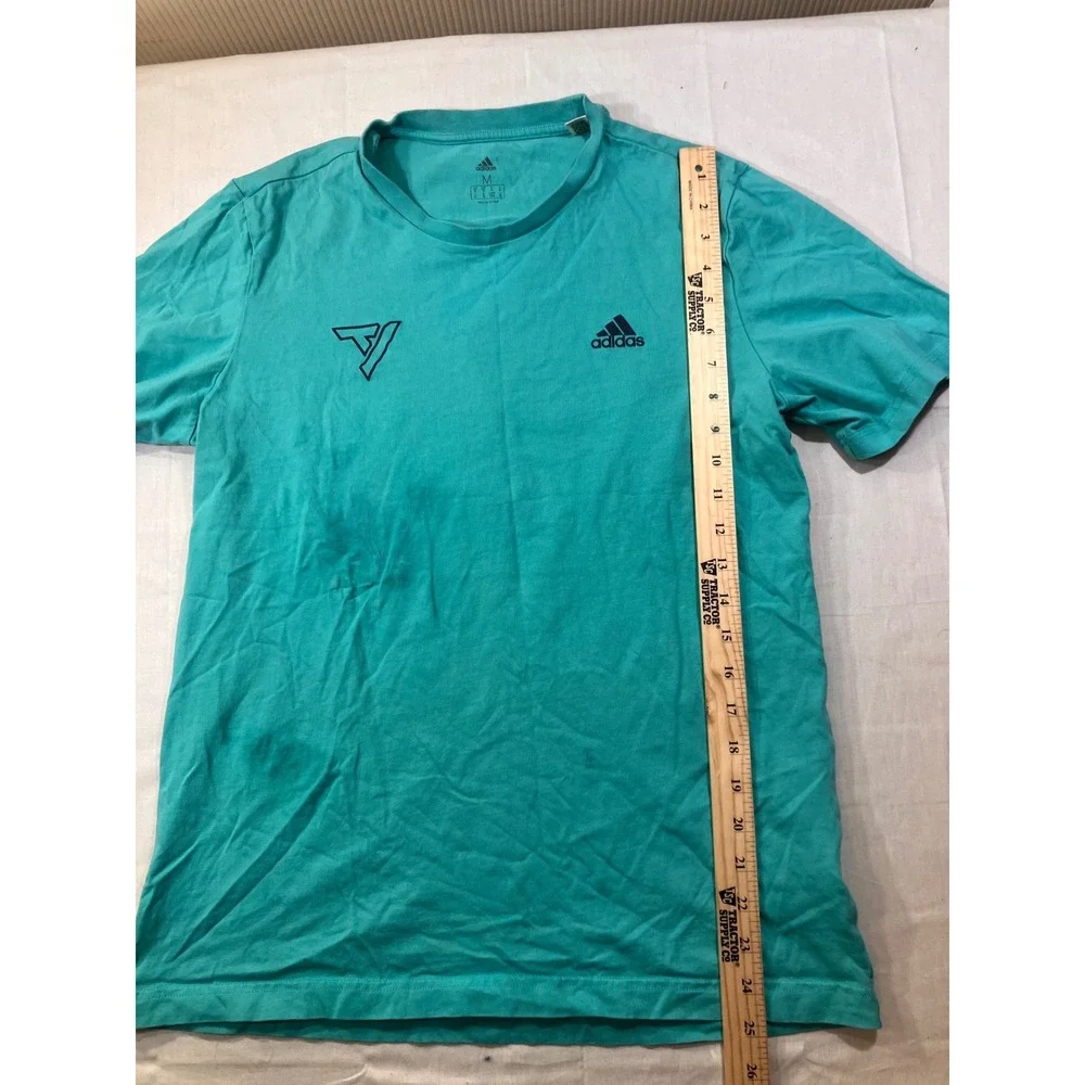 Adidas Men Aqua Teal Short Sleeve‎ T Shirt Logo Graphic Athletic Size Medium
